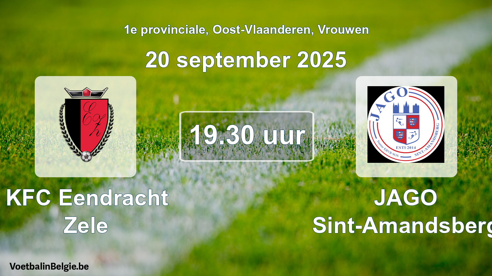 Scheduled match women football: KFC Eendracht Zele - JAGO Sint-Amandsberg (20 September 2025)