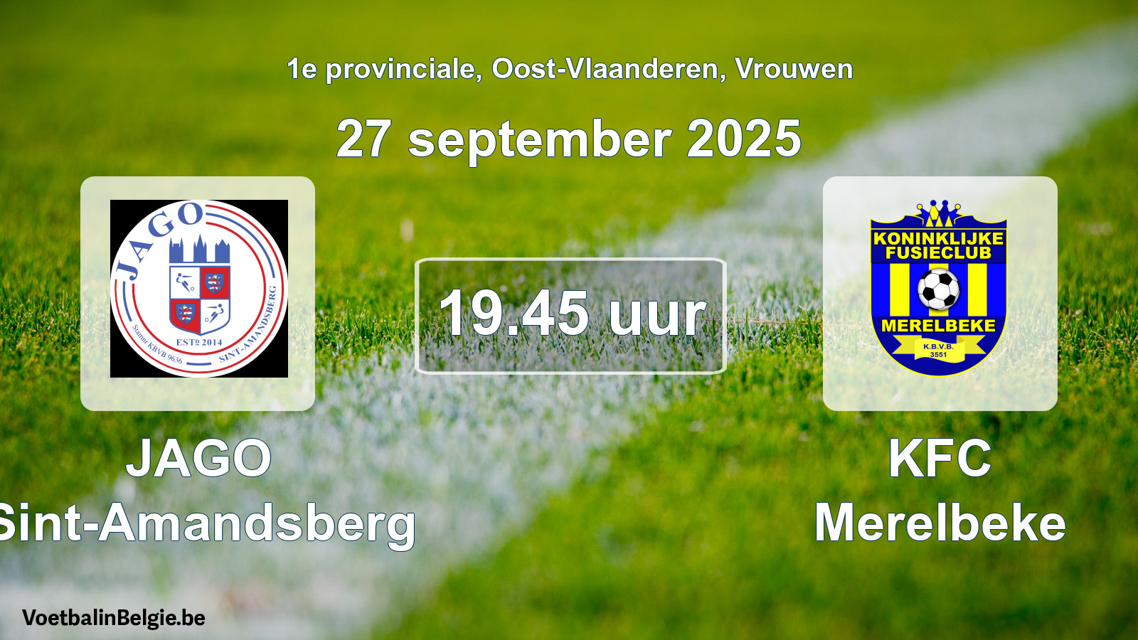 Scheduled match women football: JAGO Sint-Amandsberg - KFC Merelbeke (27 September 2025)