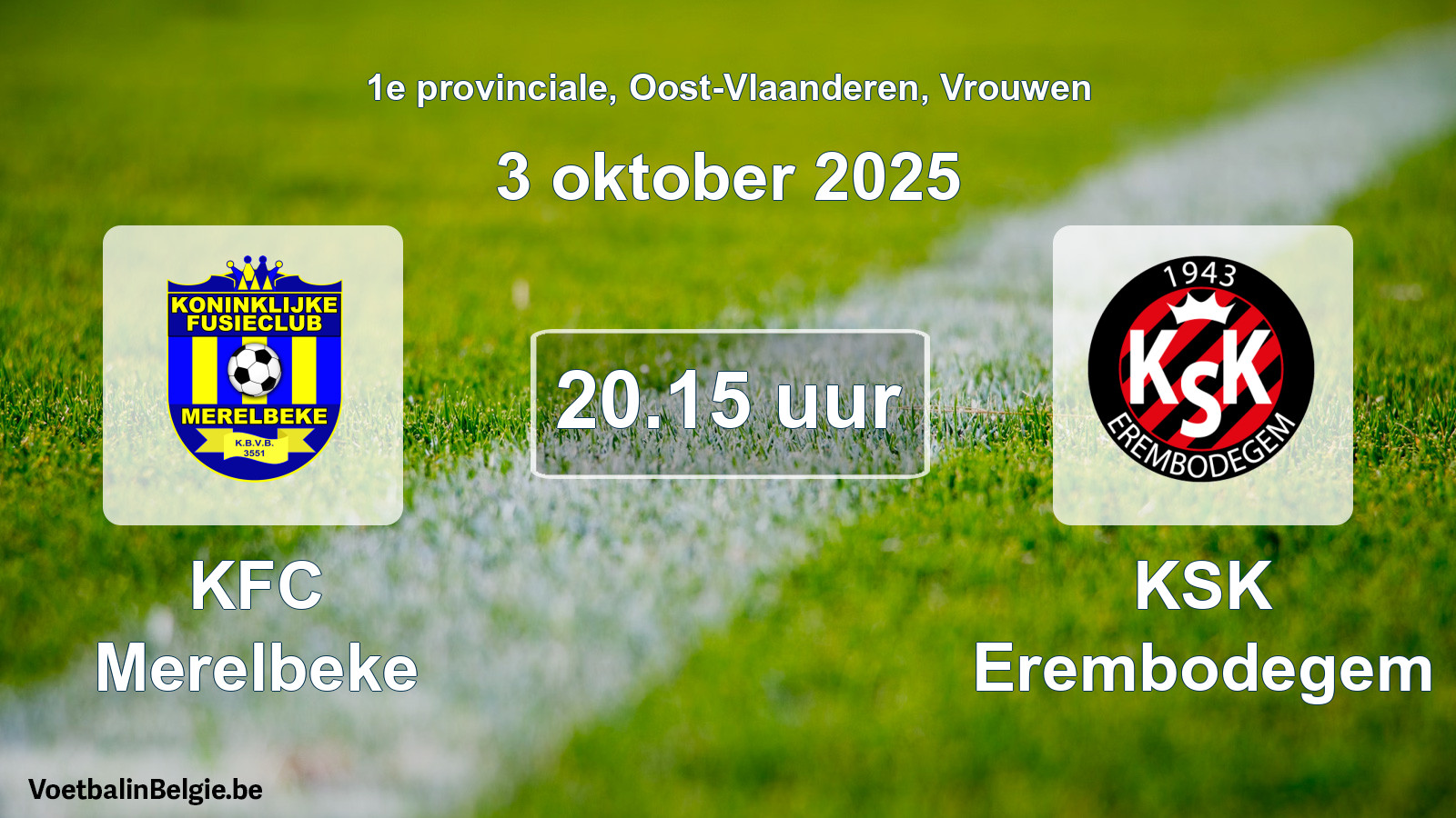 Scheduled match women football: KFC Merelbeke - KSK Erembodegem (3 October 2025)