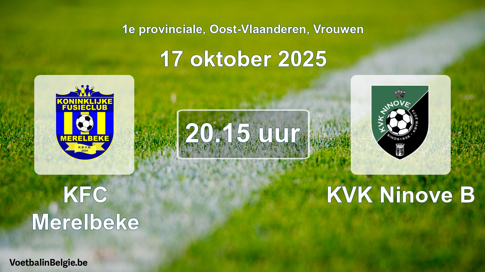 Scheduled match women football: KFC Merelbeke - KVK Ninove B (17 October 2025)