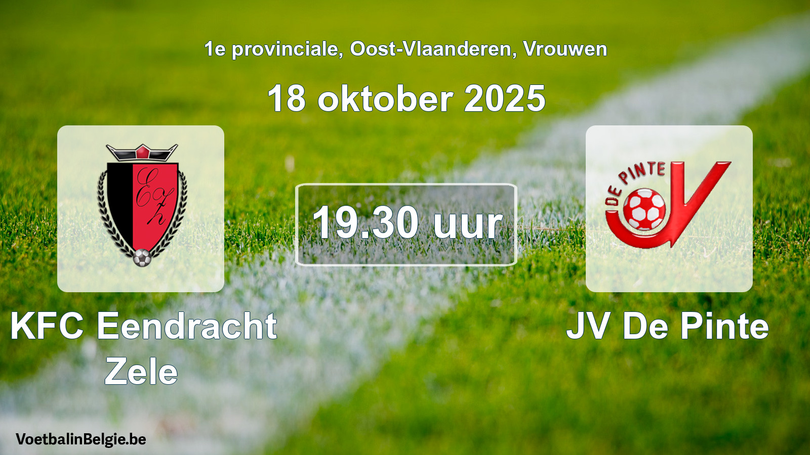 Scheduled match women football: KFC Eendracht Zele - JV De Pinte (18 October 2025)