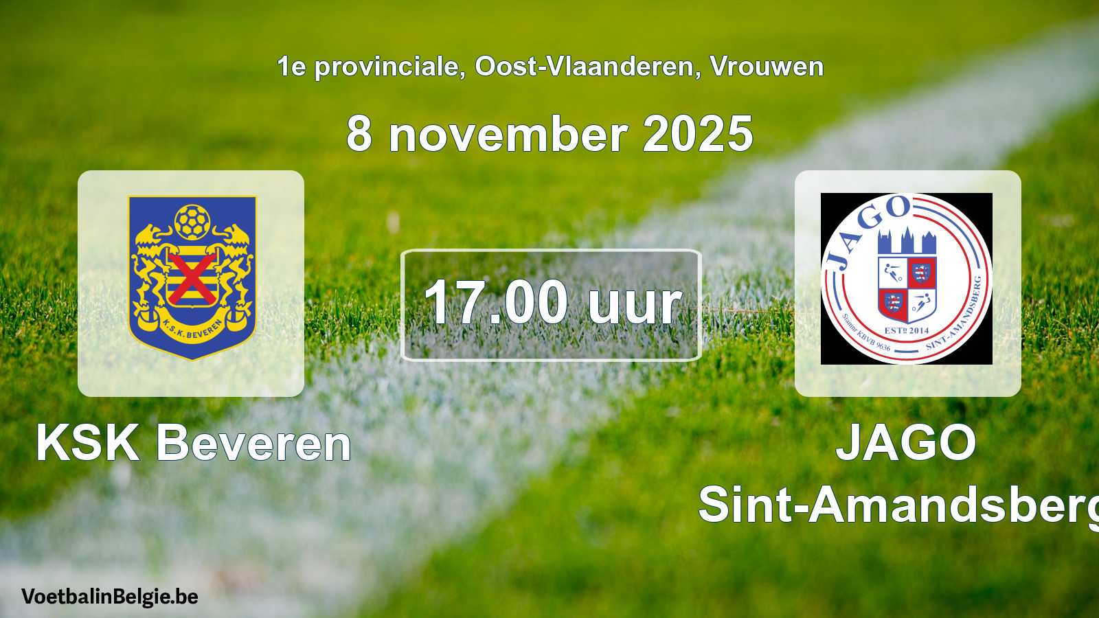 Geplande wedstrijd vrouwenvoetbal: KSK Beveren - JAGO Sint-Amandsberg (8 november 2025)