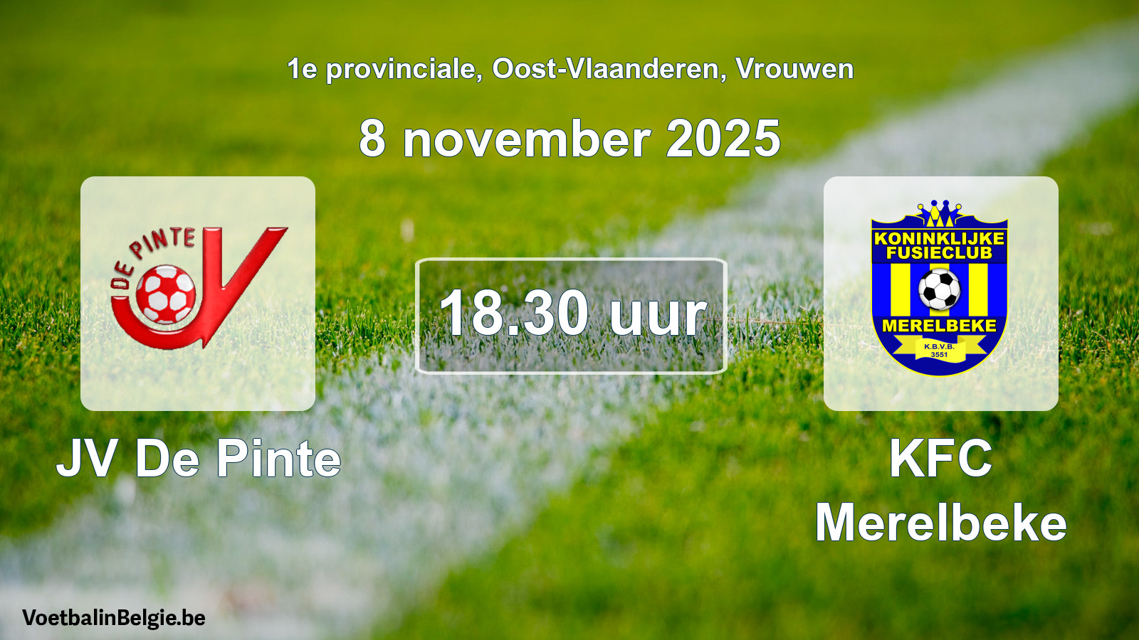 Scheduled match women football: JV De Pinte - KFC Merelbeke (8 November 2025)
