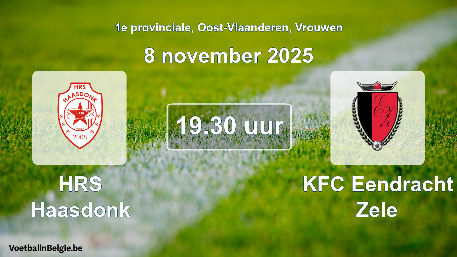 Geplande wedstrijd vrouwenvoetbal: HRS Haasdonk - KFC Eendracht Zele (8 november 2025)