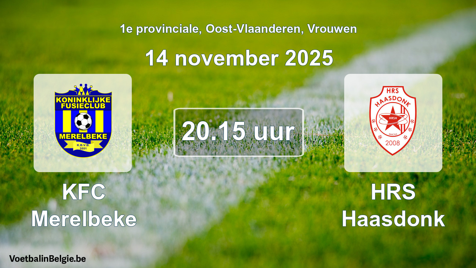Scheduled match women football: KFC Merelbeke - HRS Haasdonk (14 November 2025)