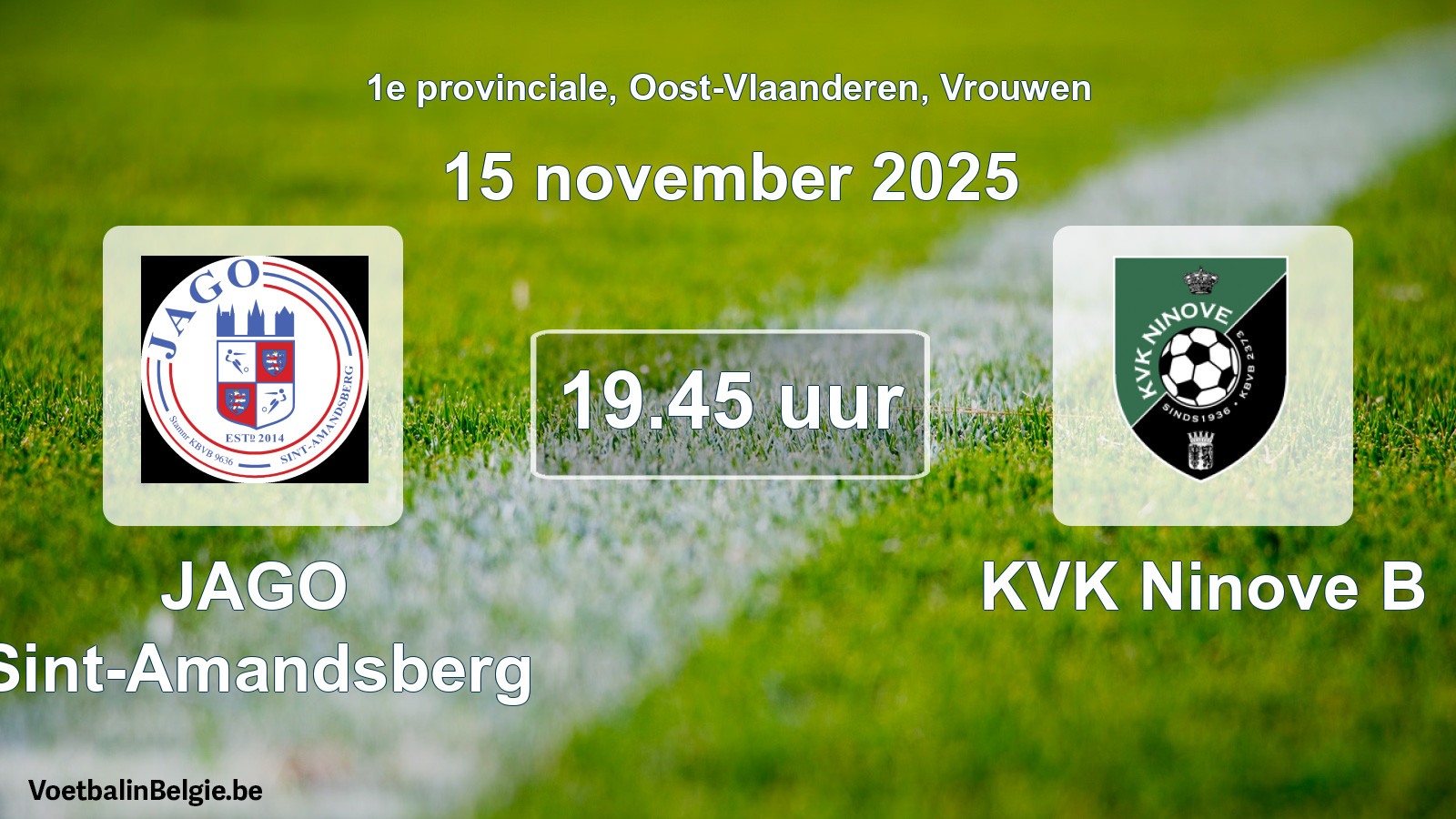 Scheduled match women football: JAGO Sint-Amandsberg - KVK Ninove B (15 November 2025)