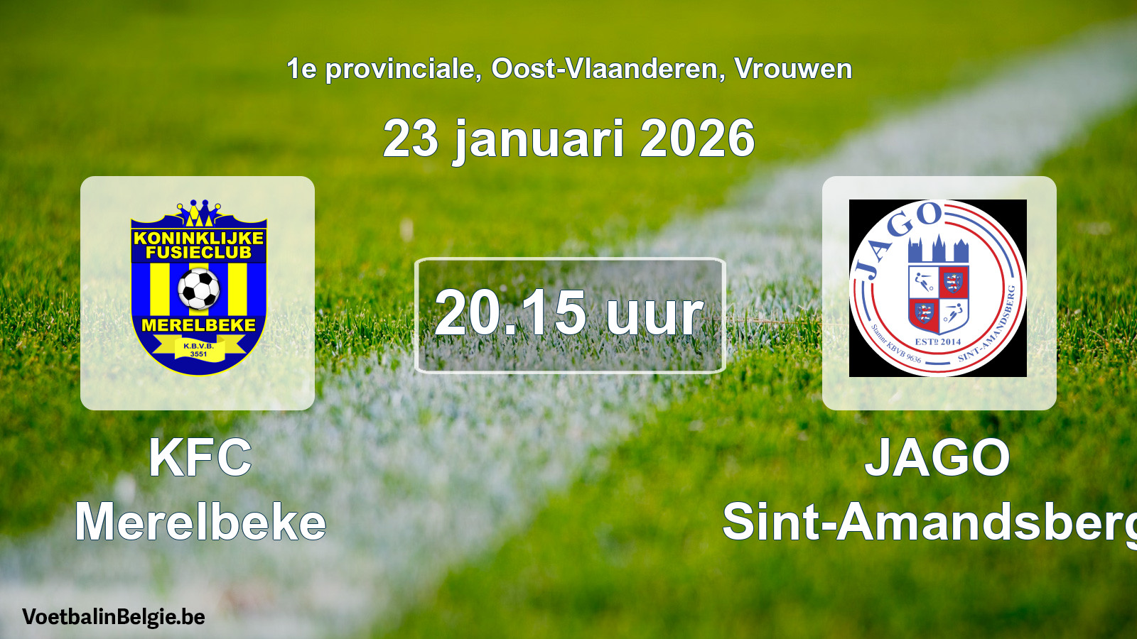 Scheduled match women football: KFC Merelbeke - JAGO Sint-Amandsberg (23 January 2026)