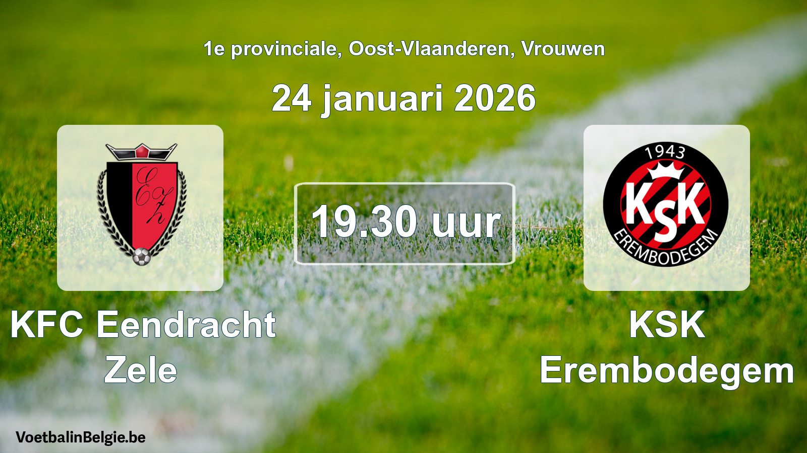 Scheduled match women football: KFC Eendracht Zele - KSK Erembodegem (24 January 2026)