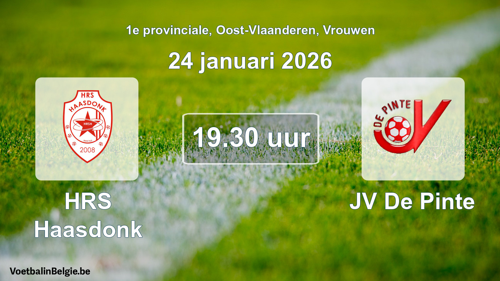 Geplande wedstrijd vrouwenvoetbal: HRS Haasdonk - JV De Pinte (24 januari 2026)