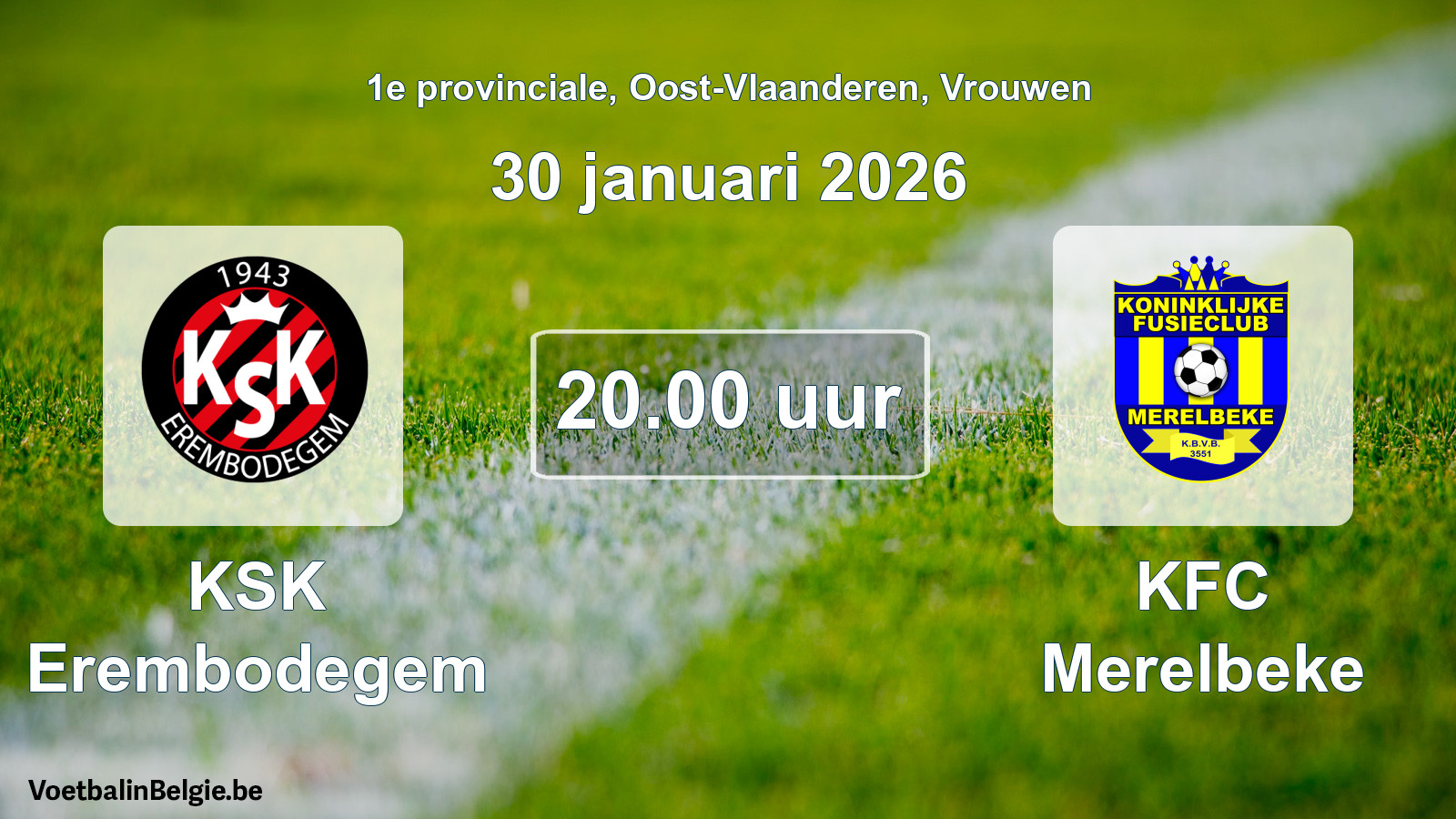 Scheduled match women football: KSK Erembodegem - KFC Merelbeke (30 January 2026)