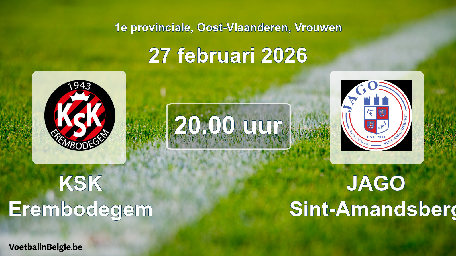 Scheduled match women football: KSK Erembodegem - JAGO Sint-Amandsberg (27 February 2026)