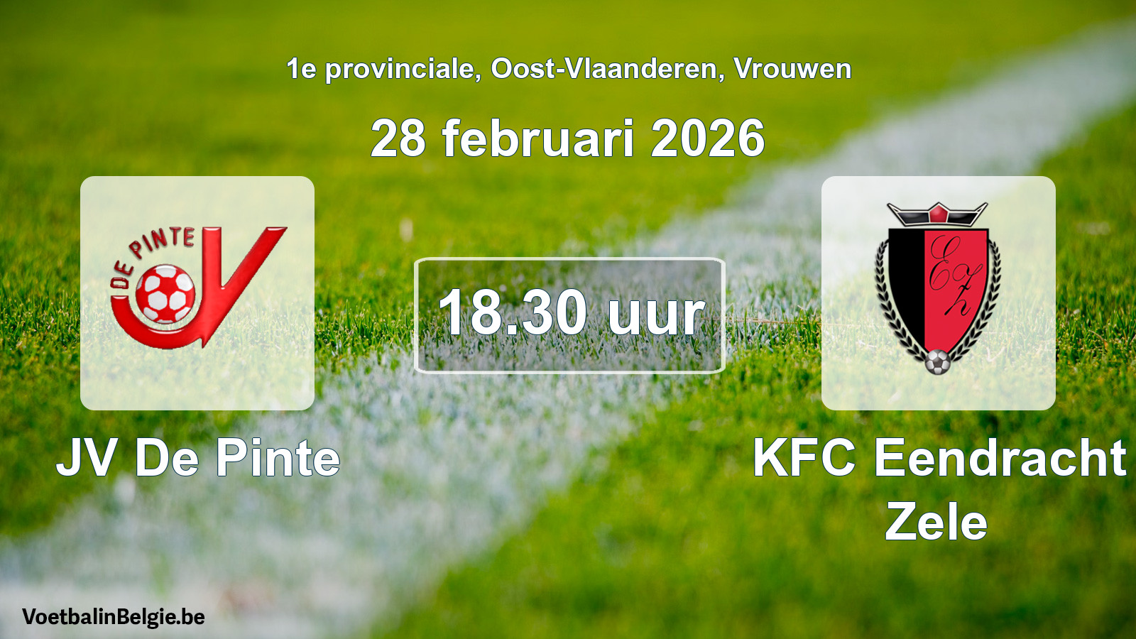 Scheduled match women football: JV De Pinte - KFC Eendracht Zele (28 February 2026)