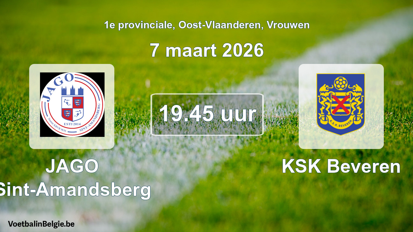 Scheduled match women football: JAGO Sint-Amandsberg - KSK Beveren (7 March 2026)