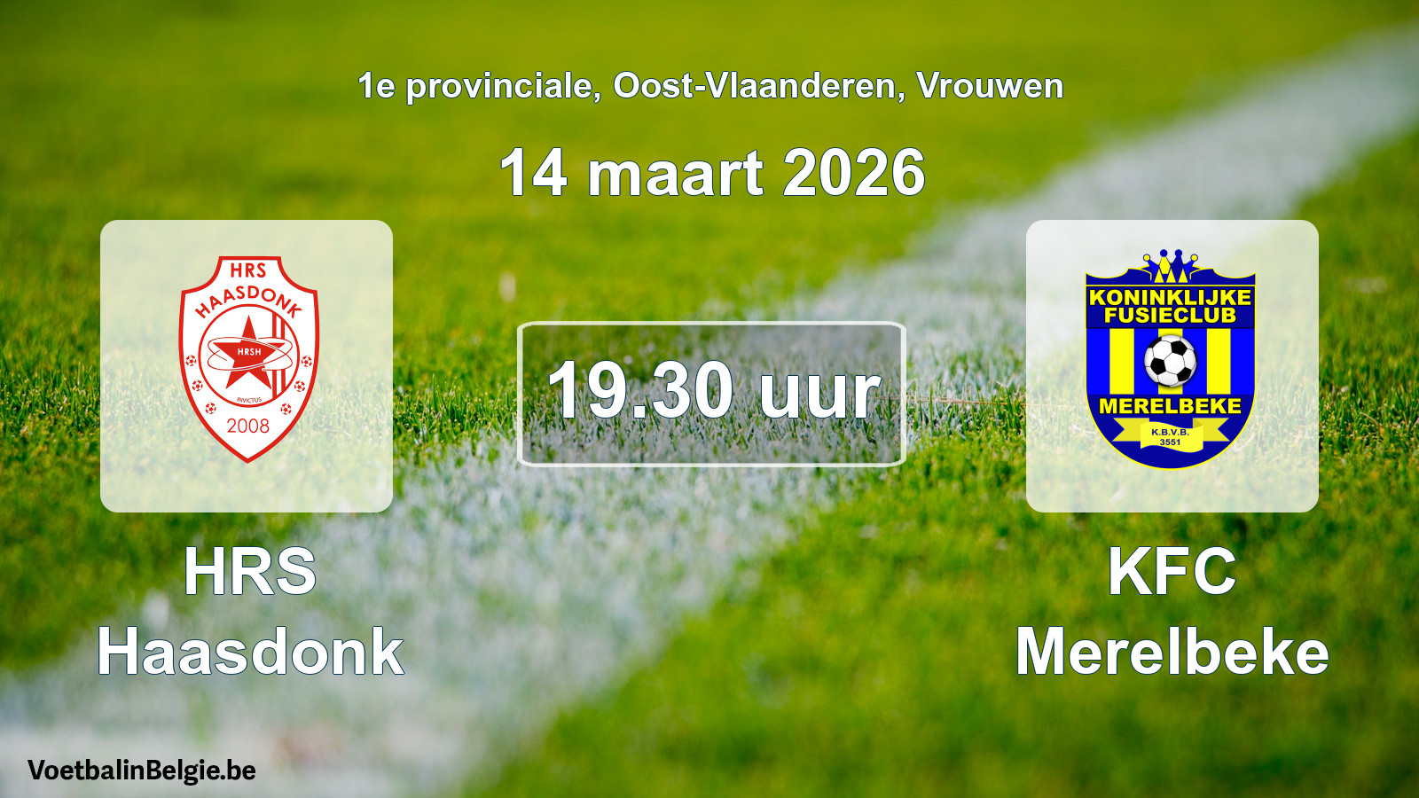 Geplande wedstrijd vrouwenvoetbal: HRS Haasdonk - KFC Merelbeke (14 maart 2026)