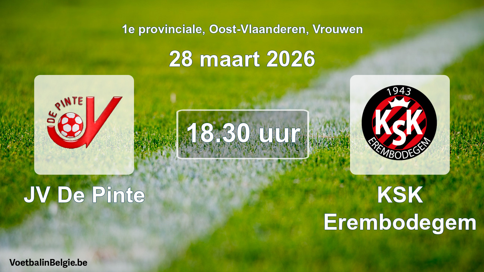 Scheduled match women football: JV De Pinte - KSK Erembodegem (28 March 2026)