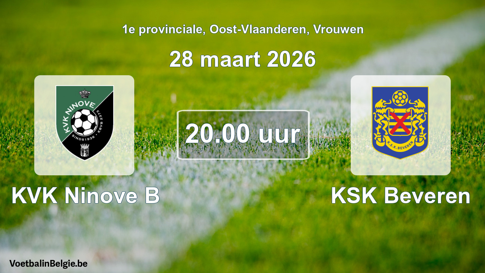 Scheduled match women football: KVK Ninove B - KSK Beveren (28 March 2026)