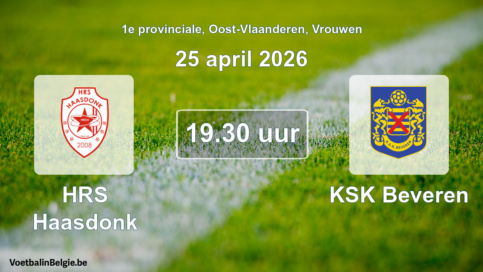 Geplande wedstrijd vrouwenvoetbal: HRS Haasdonk - KSK Beveren (25 april 2026)
