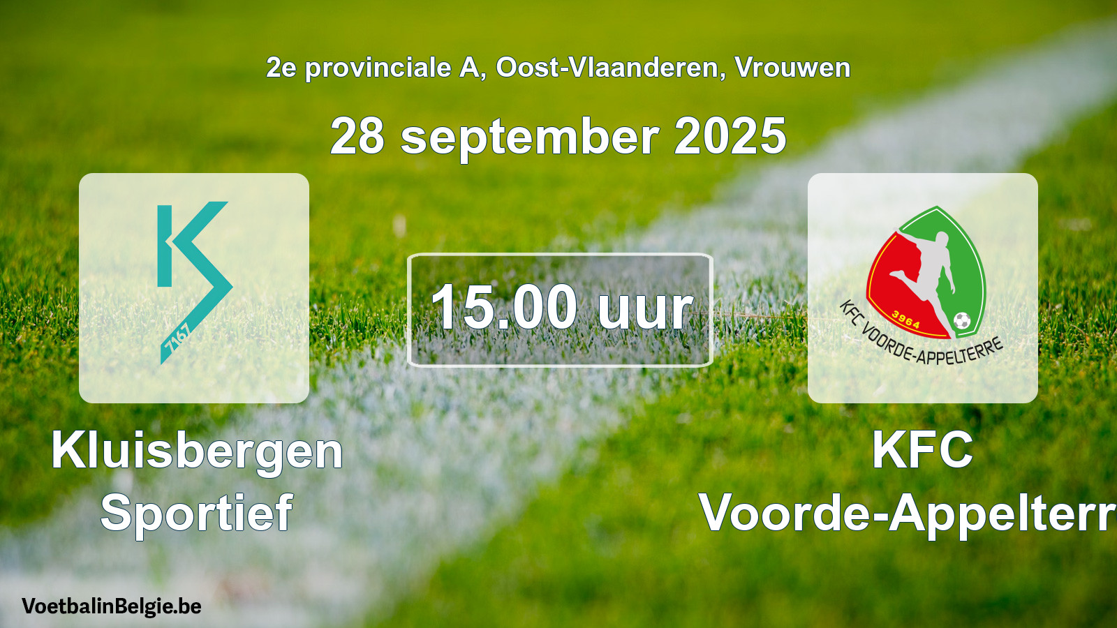 Scheduled match women football: Kluisbergen Sportief - KFC Voorde-Appelterre (28 September 2025)