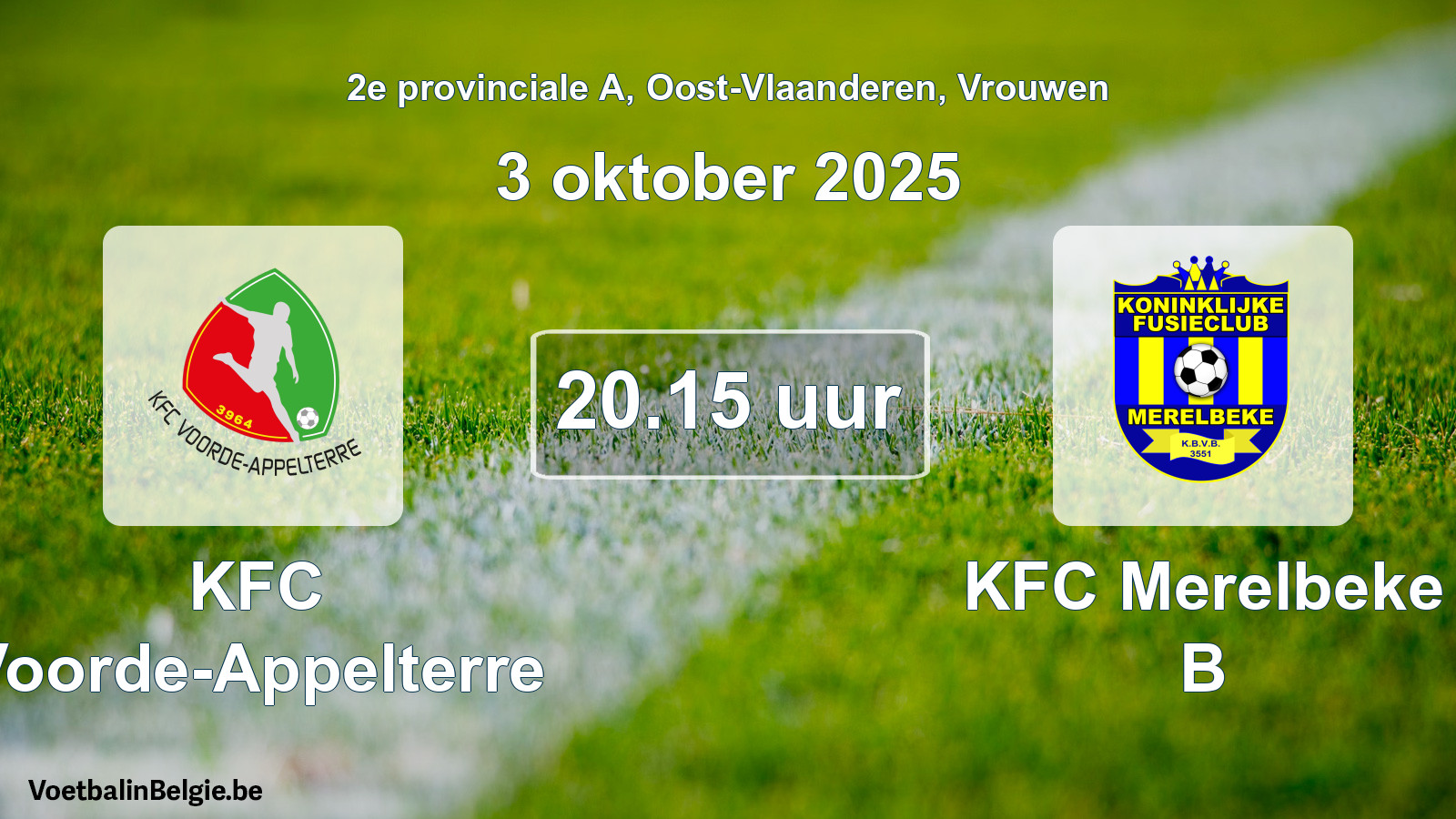 Scheduled match women football: KFC Voorde-Appelterre - KFC Merelbeke B (3 October 2025)