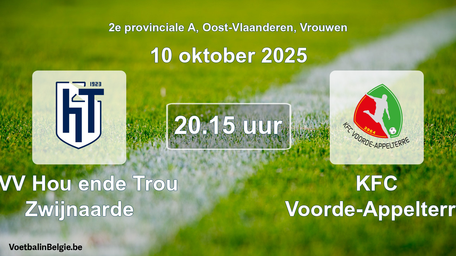 Scheduled match women football: KVV Hou ende Trou Zwijnaarde - KFC Voorde-Appelterre (10 October 2025)