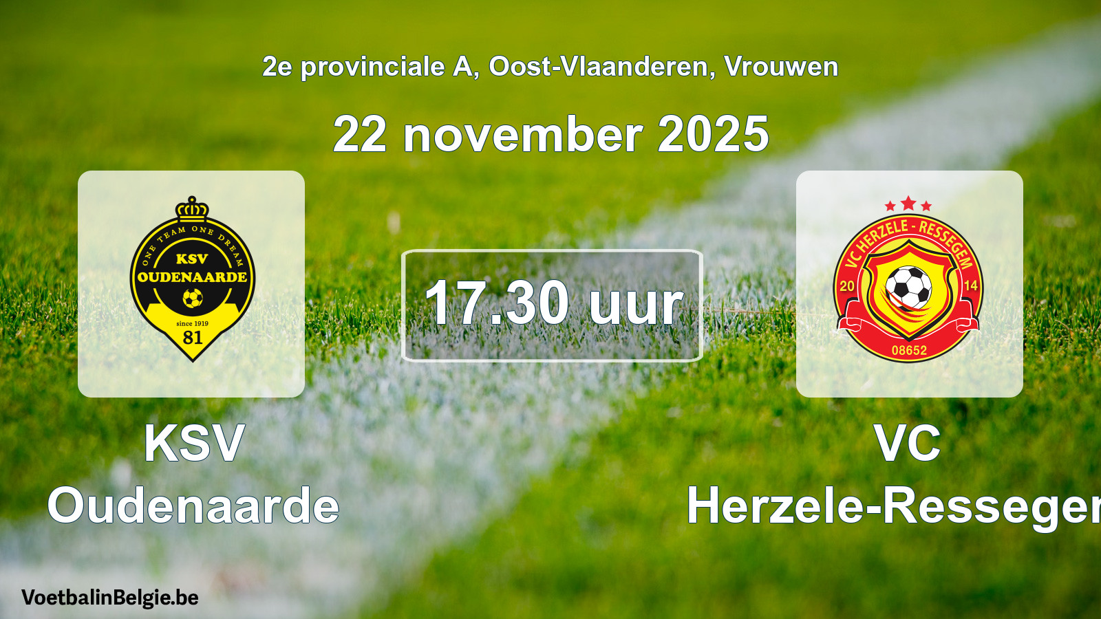 Geplande wedstrijd vrouwenvoetbal: KSV Oudenaarde - VC Herzele-Ressegem (22 november 2025)