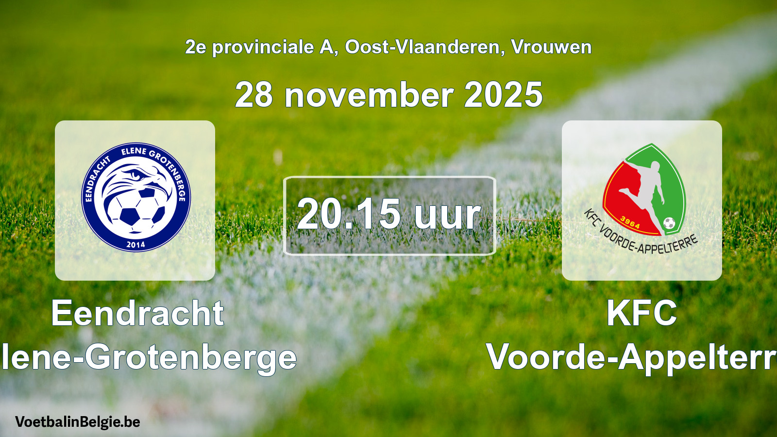 Geplande wedstrijd vrouwenvoetbal: Eendracht Elene-Grotenberge - KFC Voorde-Appelterre (28 november 2025)