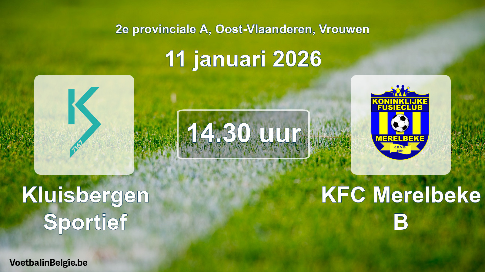 Scheduled match women football: Kluisbergen Sportief - KFC Merelbeke B (11 January 2026)