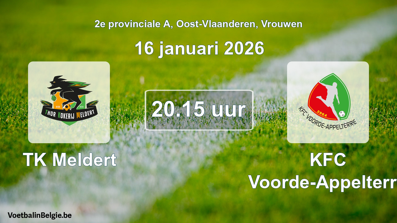 Scheduled match women football: TK Meldert - KFC Voorde-Appelterre (16 January 2026)