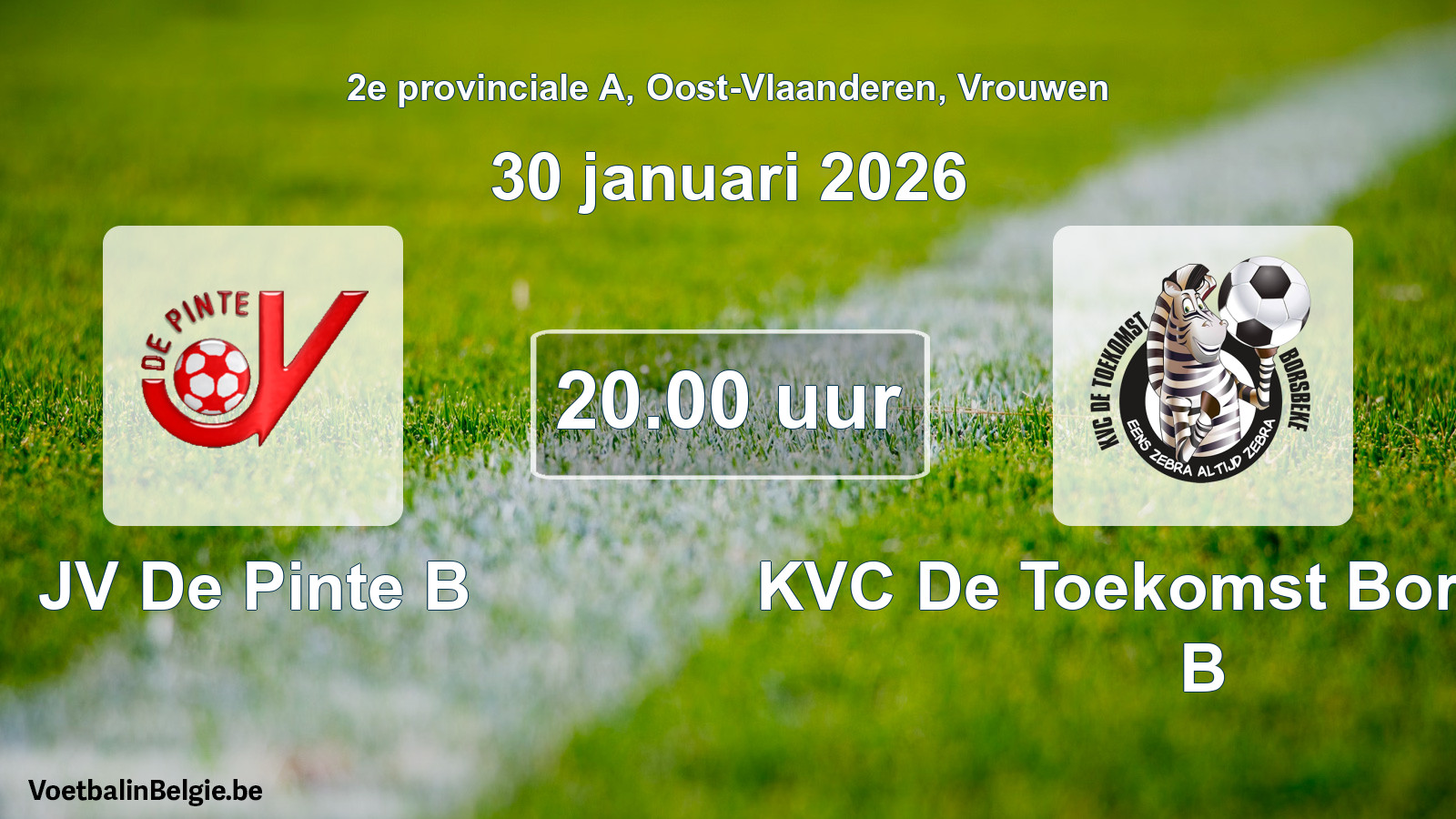 Scheduled match women football: JV De Pinte B - KVC De Toekomst Borsbeke B (30 January 2026)
