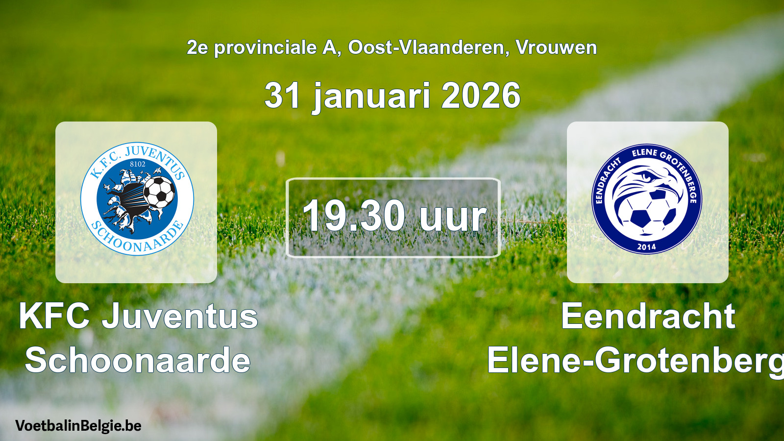 Scheduled match women football: KFC Juventus Schoonaarde - Eendracht Elene-Grotenberge (31 January 2026)
