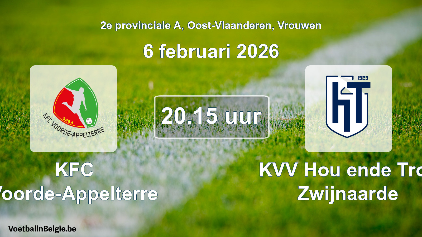 Scheduled match women football: KFC Voorde-Appelterre - KVV Hou ende Trou Zwijnaarde (6 February 2026)