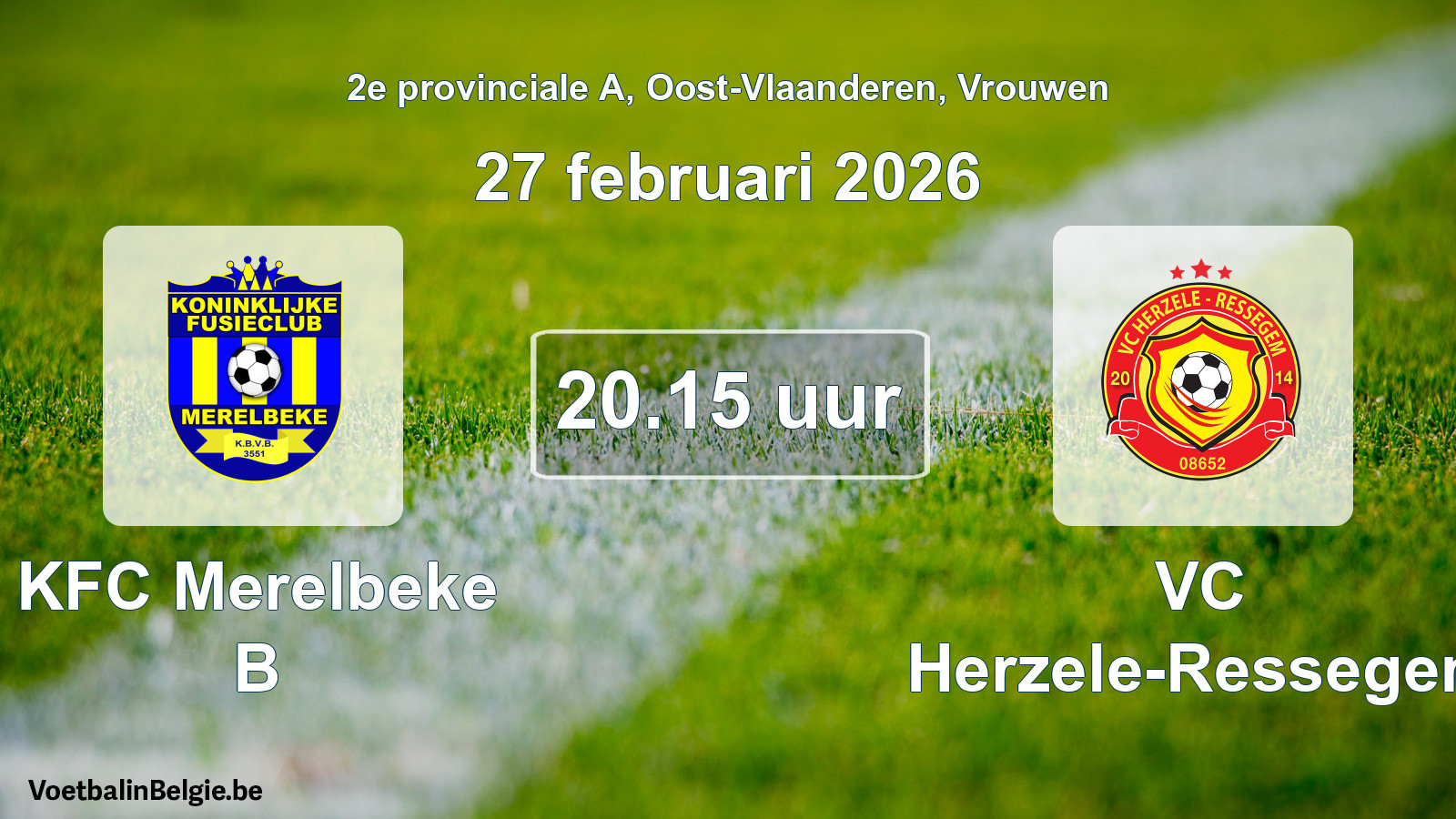 Scheduled match women football: KFC Merelbeke B - VC Herzele-Ressegem (27 February 2026)