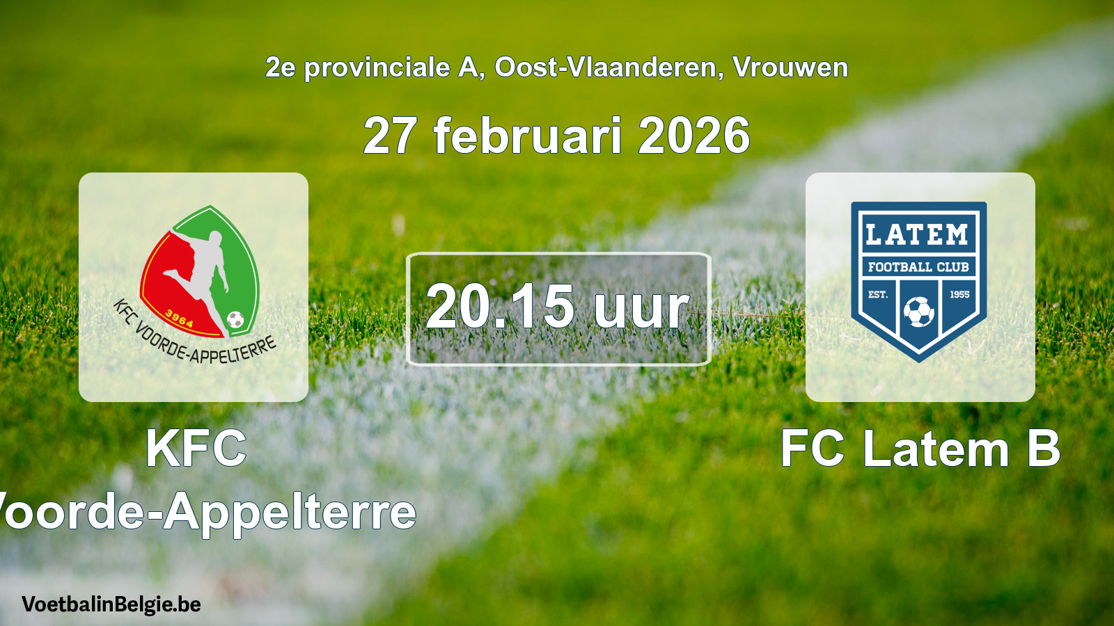 Scheduled match women football: KFC Voorde-Appelterre - FC Latem B (27 February 2026)