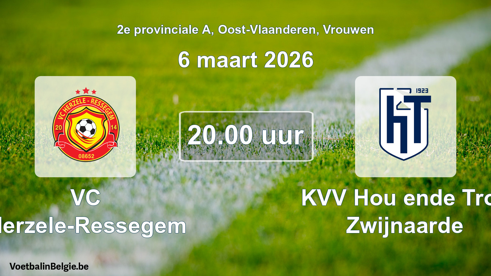 Scheduled match women football: VC Herzele-Ressegem - KVV Hou ende Trou Zwijnaarde (6 March 2026)