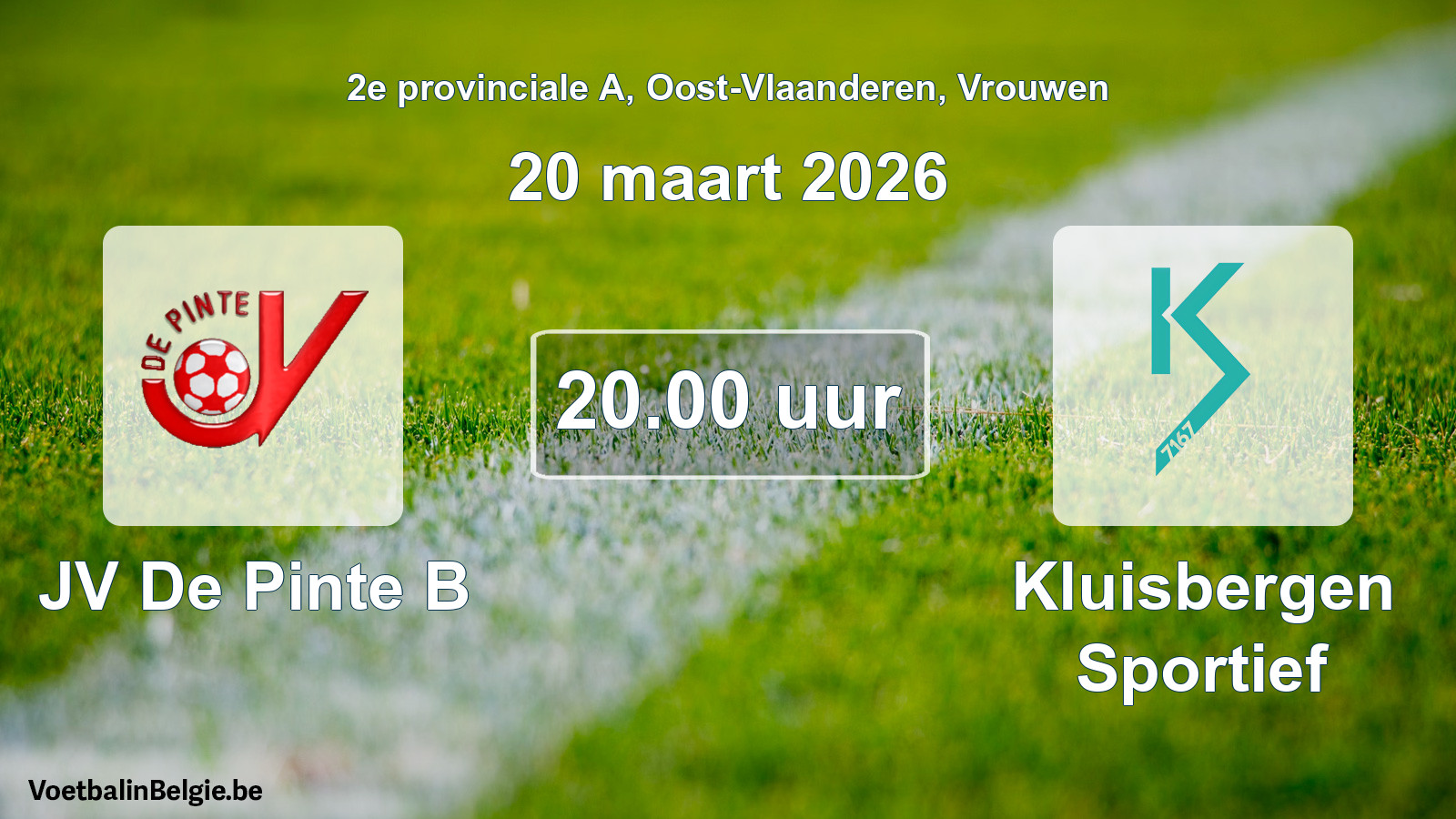 Scheduled match women football: JV De Pinte B - Kluisbergen Sportief (20 March 2026)