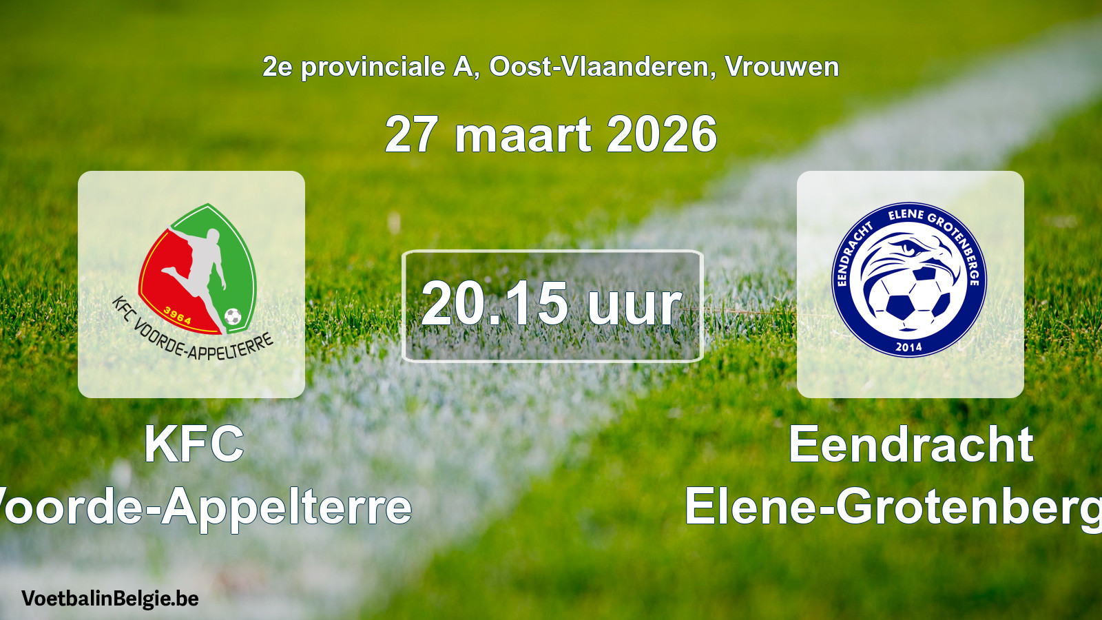Scheduled match women football: KFC Voorde-Appelterre - Eendracht Elene-Grotenberge (27 March 2026)