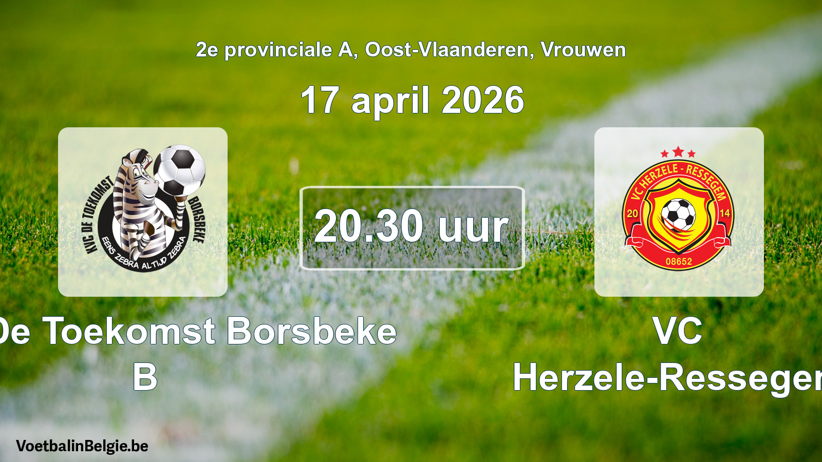 Scheduled match women football: KVC De Toekomst Borsbeke B - VC Herzele-Ressegem (17 April 2026)