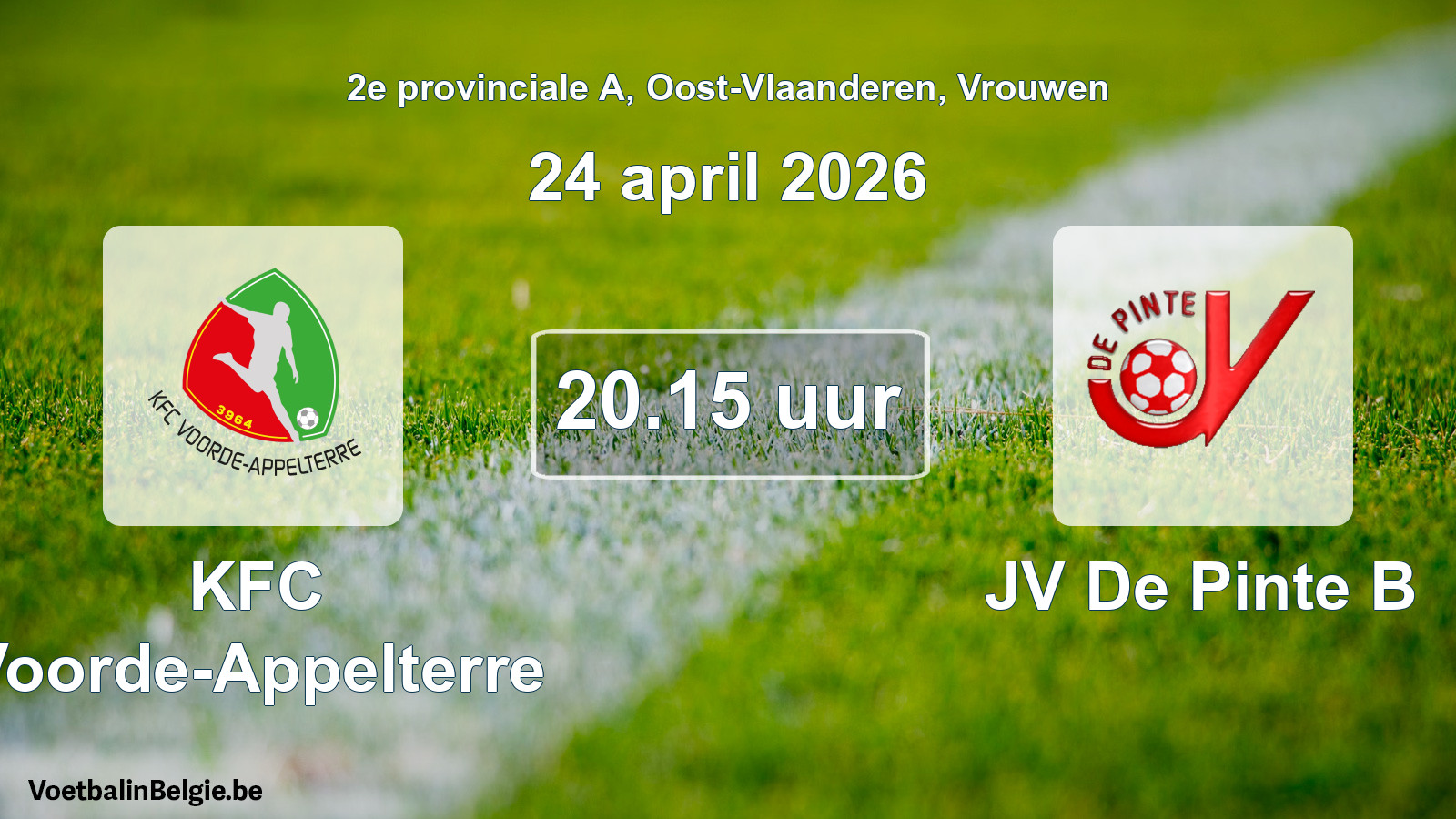 Scheduled match women football: KFC Voorde-Appelterre - JV De Pinte B (24 April 2026)