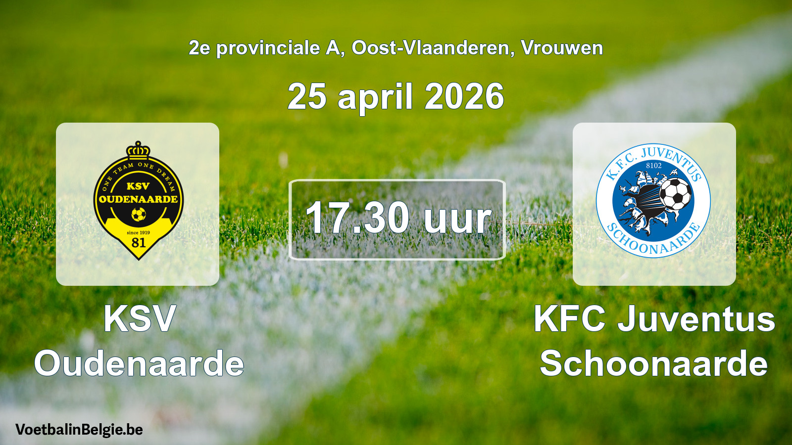 Scheduled match women football: KSV Oudenaarde - KFC Juventus Schoonaarde (25 April 2026)