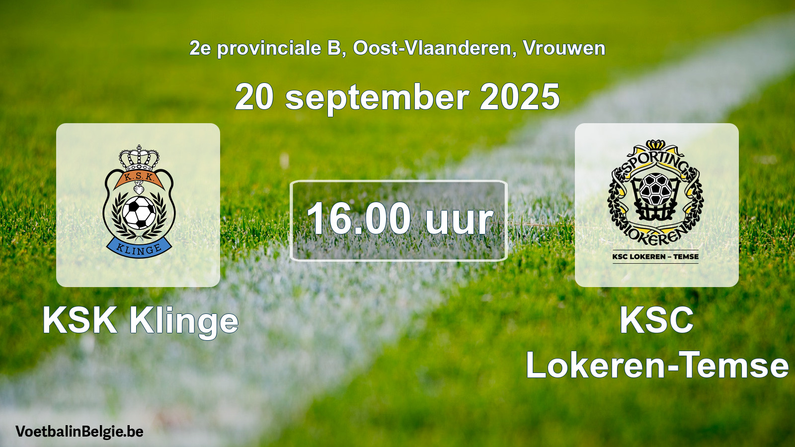 Scheduled match women football: KSK Klinge - KSC Lokeren-Temse (20 September 2025)