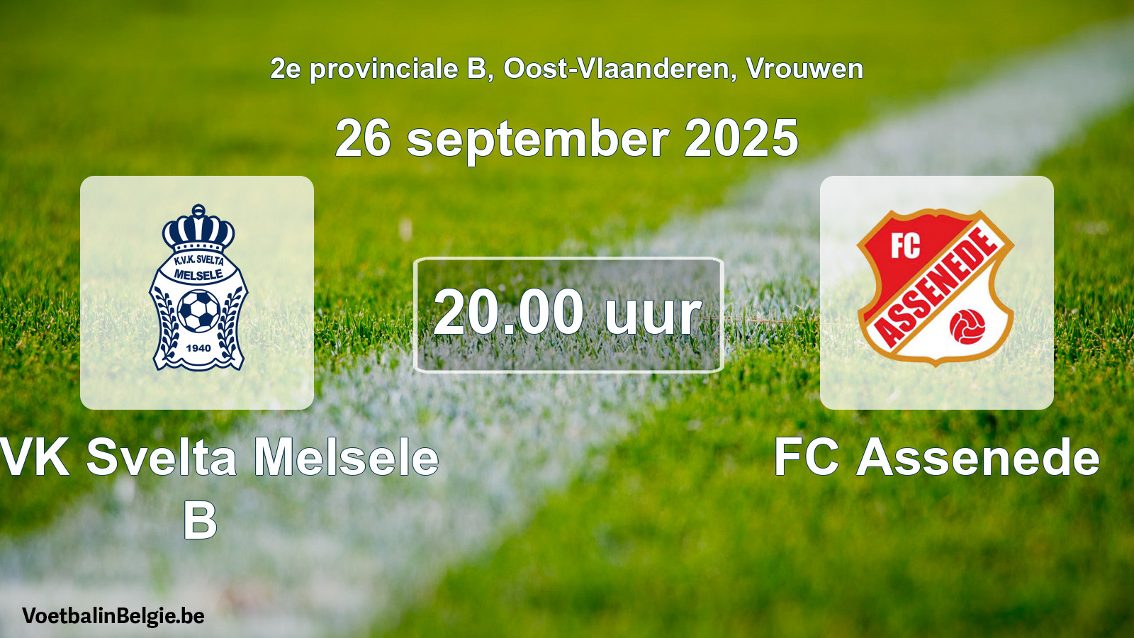 Scheduled match women football: KVK Svelta Melsele B - FC Assenede (26 September 2025)