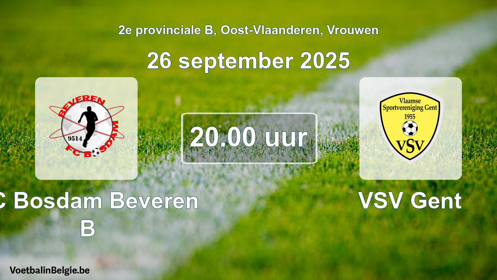 Scheduled match women football: FC Bosdam Beveren B - VSV Gent (26 September 2025)