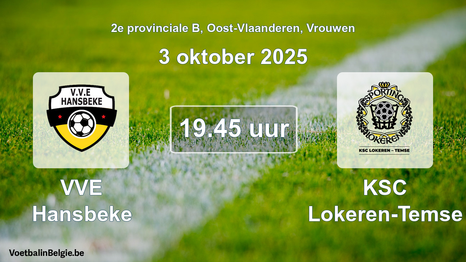 Scheduled match women football: VVE Hansbeke - KSC Lokeren-Temse (3 October 2025)