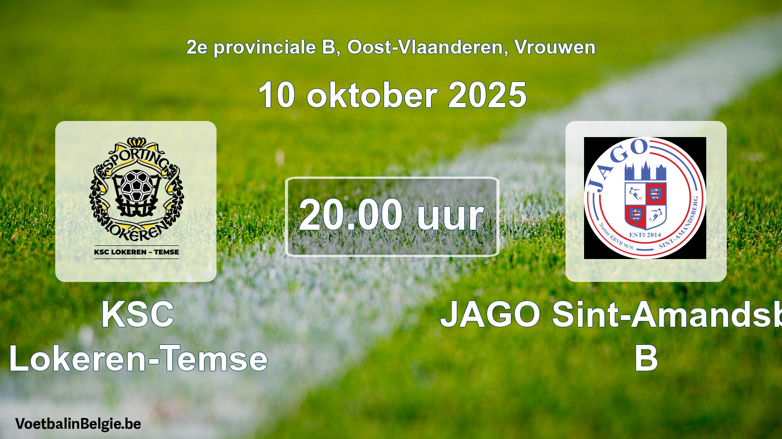 Scheduled match women football: KSC Lokeren-Temse - JAGO Sint-Amandsberg B (10 October 2025)