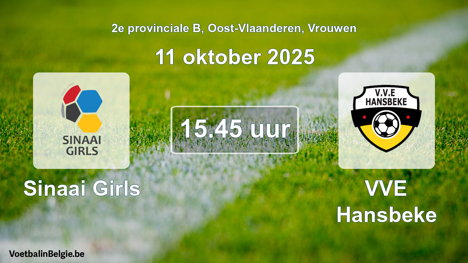 Scheduled match women football: Sinaai Girls - VVE Hansbeke (11 October 2025)