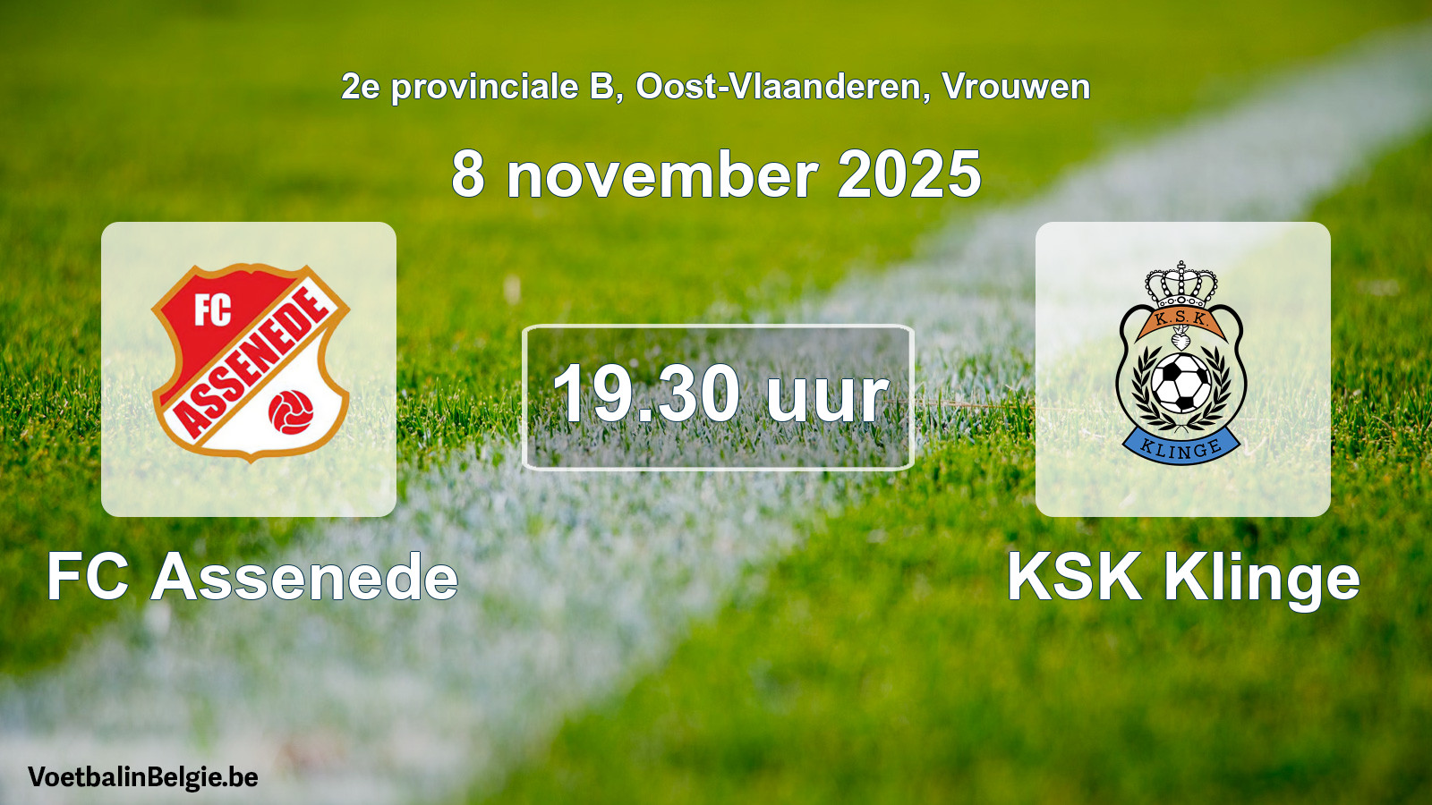 Scheduled match women football: FC Assenede - KSK Klinge (8 November 2025)