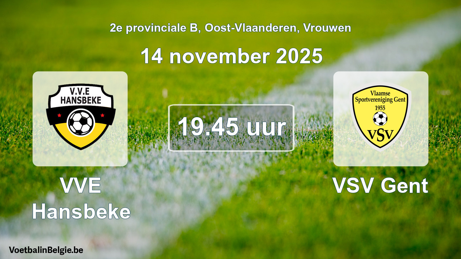 Scheduled match women football: VVE Hansbeke - VSV Gent (14 November 2025)
