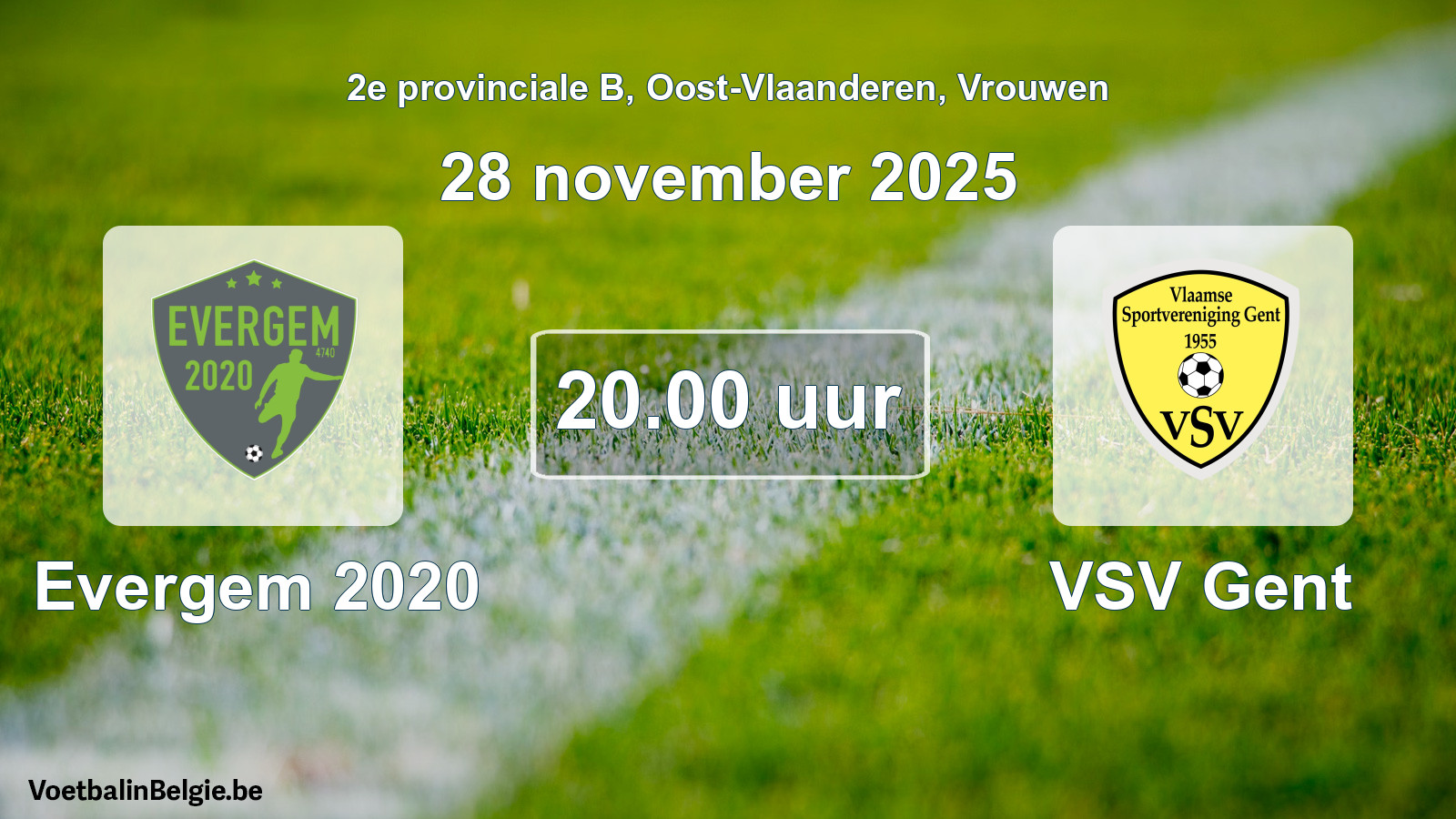Scheduled match women football: Evergem 2020 - VSV Gent (28 November 2025)
