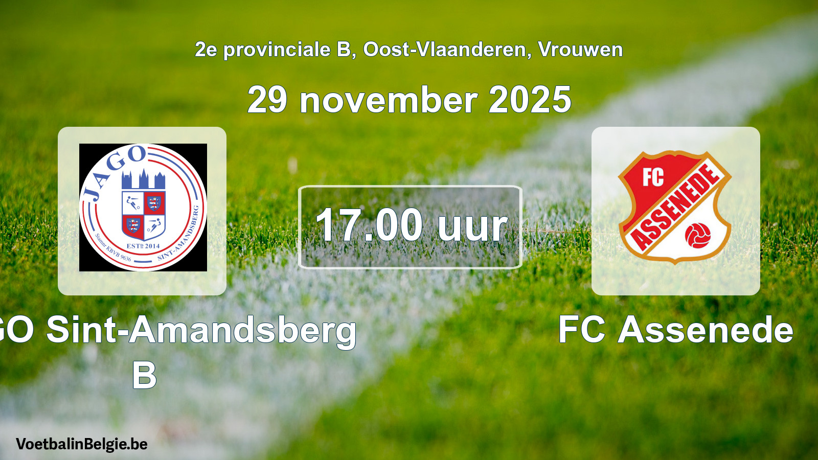 Scheduled match women football: JAGO Sint-Amandsberg B - FC Assenede (29 November 2025)