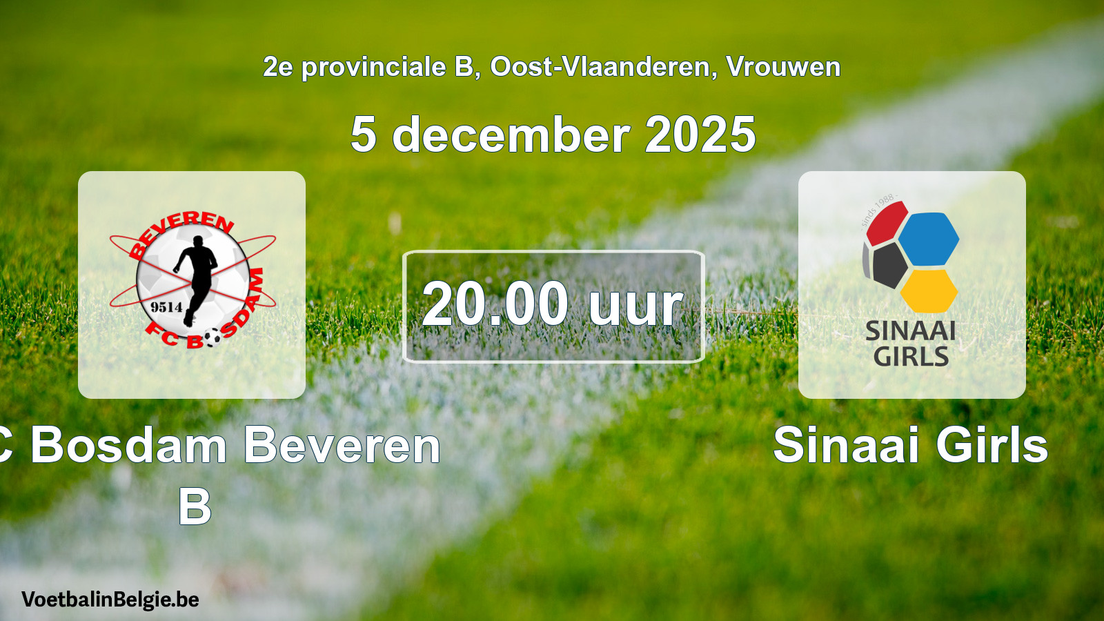 Scheduled match women football: FC Bosdam Beveren B - Sinaai Girls (5 December 2025)